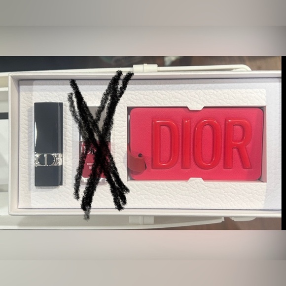 Dior Other - Dior Makeup Travel Set. Red Luggage Tag. Rouge lip 999. NO NAIL POLISH INCLUDED.